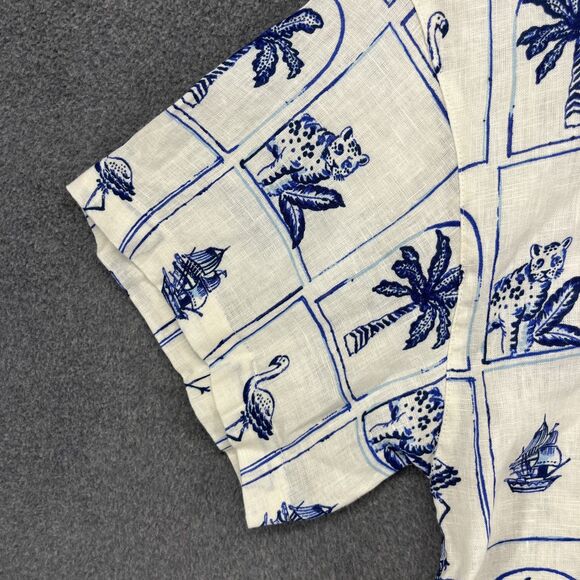 C&C California Top Womens XL 100% Linen Button Up Shirt Brach tropical cruise - Picture 5 of 16